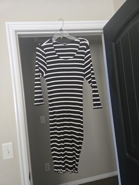 torrid Black and White Striped Midi Dress